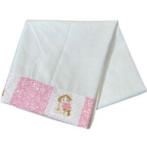 Vintage Kitten Floral Patchwork Decorative Towel‎ White Pink Kitschy Cute MCM